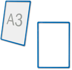 Рамка POS для рекламы и объявлений БОЛЬШОГО ФОРМАТА (297х420), А3, СИНЯЯ, без защитного экрана, 290254