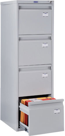 Шкаф картотечный ПРАКТИК "A-44" 1305х408х485 мм, 4 ящика для 168 подвесных папок, формат папок A4 (БЕЗ ПАПОК)