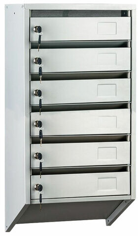 Ящик почтовый металлический ПРАКТИК "PB-6C KL", 6 секций, (633/745x390x200 мм), ключевой замок, S31199016002