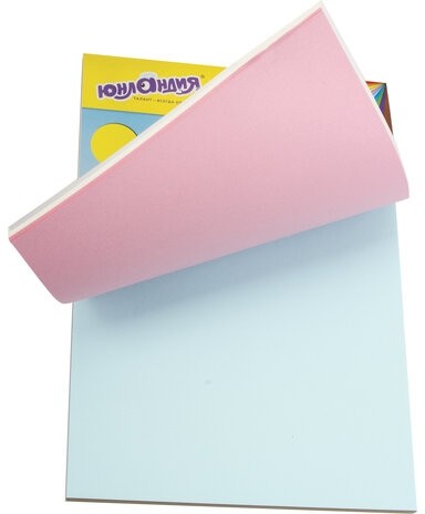 Цветная бумага А4, ТОНИРОВАННАЯ В МАССЕ, 100 листов, 10 цветов, склейка, 80 г/м2, ЮНЛАНДИЯ, 210х297 мм, 129891