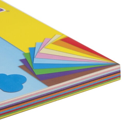 Цветная бумага А4, ТОНИРОВАННАЯ В МАССЕ, 100 листов, 10 цветов, склейка, 80 г/м2, ЮНЛАНДИЯ, 210х297 мм, 129891