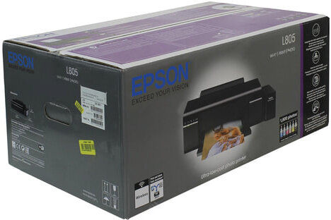Принтер струйный EPSON L805 А4, 37 стр./мин, 5760х1440, печать на CD/DVD, Wi-Fi, СНПЧ, C11CE86403