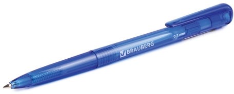 Ручка шариковая автоматическая BRAUBERG "Dialog", СИНЯЯ, корпус тонированный синий, узел 0,7 мм, линия письма 0,35 мм, 141509