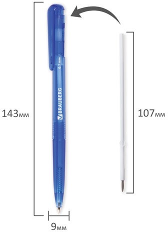 Ручка шариковая автоматическая BRAUBERG "Dialog", СИНЯЯ, корпус тонированный синий, узел 0,7 мм, линия письма 0,35 мм, 141509