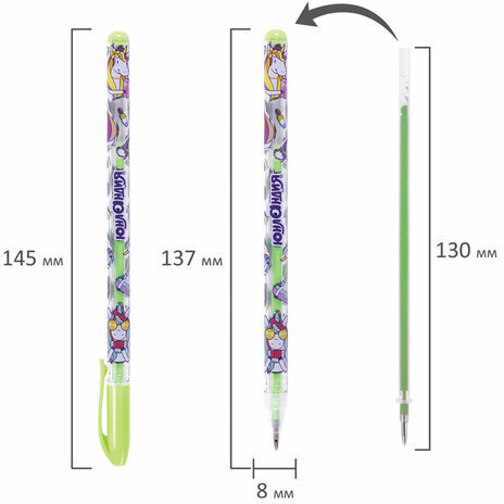Ручки гелевые ЮНЛАНДИЯ, НАБОР 6 ЦВЕТОВ, ПАСТЕЛЬ, корпус с печатью, узел 0,7 мм, линия письма 0,5 мм, 142803