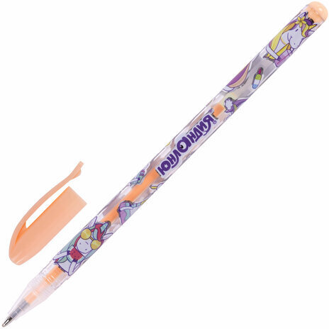 Ручки гелевые ЮНЛАНДИЯ, НАБОР 6 ЦВЕТОВ, ПАСТЕЛЬ, корпус с печатью, узел 0,7 мм, линия письма 0,5 мм, 142803