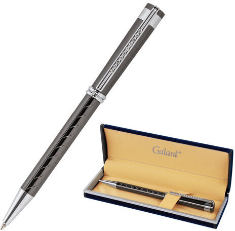 Ручка подарочная шариковая GALANT "MARINUS", корпус оружейный металл, детали хром, узел 0,7 мм, синяя, 143509