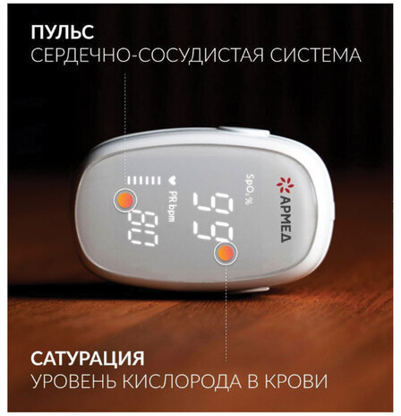 Пульсоксиметр АРМЕД YX303 диапазон SpO2 70%-100%, диапазон пульса 25-250 уд/мин, с поверкой, 1937901