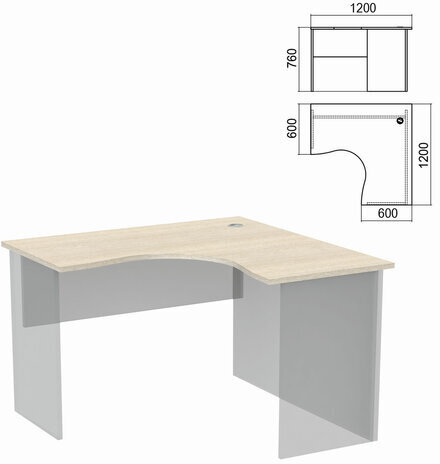 Стол компактный ЧАСТЬ 1 "Арго", 1200х1200х760 мм, правый, ясень шимо