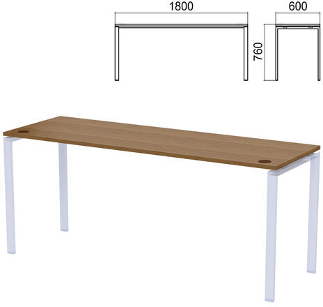 Столешница стола на металлокаркасе "Арго", 1800х600х760 мм, орех