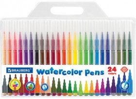Фломастеры BRAUBERG "PREMIUM", 24 цвета, КЛАССИЧЕСКИЕ, вентилируемый колпачок, ПВХ-упаковка с европодвесом, 151936