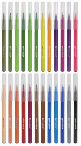 Фломастеры BRAUBERG "PREMIUM", 24 цвета, КЛАССИЧЕСКИЕ, вентилируемый колпачок, ПВХ-упаковка с европодвесом, 151936