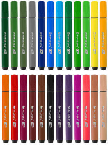 Фломастеры в пластиковом кейсе трехгранные утолщенные УЛЬТРАСМЫВАЕМЫЕ, BRAUBERG KIDS, 24 цвета, 152192