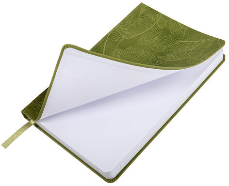 Ежедневник датированный 2025, А5, 138x213 мм, BRAUBERG "Foliage", под кожу гибкий, зеленый, 115854