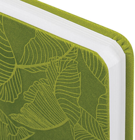 Ежедневник датированный 2025, А5, 138x213 мм, BRAUBERG "Foliage", под кожу гибкий, зеленый, 115854