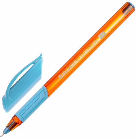 Ручка шариковая масляная с грипом BRAUBERG "Extra Glide GT Sky Blue", СВЕТЛО-СИНЯЯ, игольчатый узел 0,7 мм, линия письма 0,35 мм, 144074