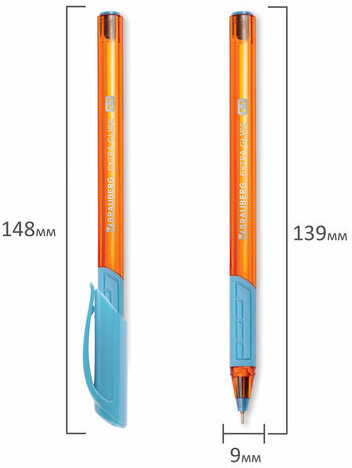 Ручка шариковая масляная с грипом BRAUBERG "Extra Glide GT Sky Blue", СВЕТЛО-СИНЯЯ, игольчатый узел 0,7 мм, линия письма 0,35 мм, 144074