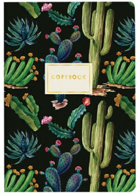 Тетрадь ЕВРО А5 40 л. BRUNO VISCONTI сшивка, клетка, Soft Touch, бежевая бумага 70 г/м2, "НОЧНЫЕ КАКТУСЫ", 7-40-001/28