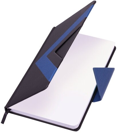 Ежедневник недатированный А5 138x213 мм BRAUBERG "Waves" под кожу, застежка, 160 л., черный/синий, 114453