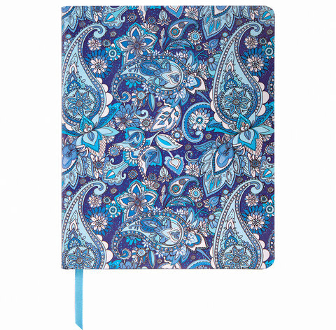 Тетрадь А5 (168х208 мм), 80 л., сшивка, клетка, под кожу, BRAUBERG VISTA, "Paisley", 403925