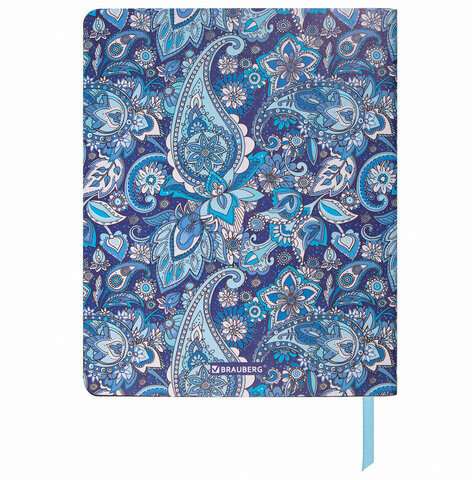 Тетрадь А5 (168х208 мм), 80 л., сшивка, клетка, под кожу, BRAUBERG VISTA, "Paisley", 403925