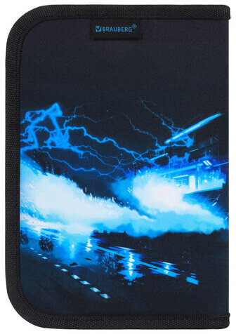 Пенал BRAUBERG с наполнением, 1 отделение, 1 откидная планка, 24 предмета, 21х14 см, "Night race", 272352