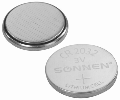 Батарейка SONNEN Lithium, CR2032, литиевая, 1 шт., в блистере, 451974