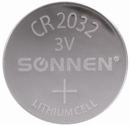 Батарейка SONNEN Lithium, CR2032, литиевая, 1 шт., в блистере, 451974
