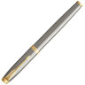 Ручка перьевая PARKER "IM Core Brushed Metal GT", серебристый матовый лак, позолота, синяя, 1931649