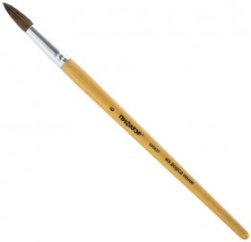 Кисть ПИФАГОР, ПОНИ, круглая, № 8, деревянная лакированная ручка, колпачок, пакет с подвесом, 200837