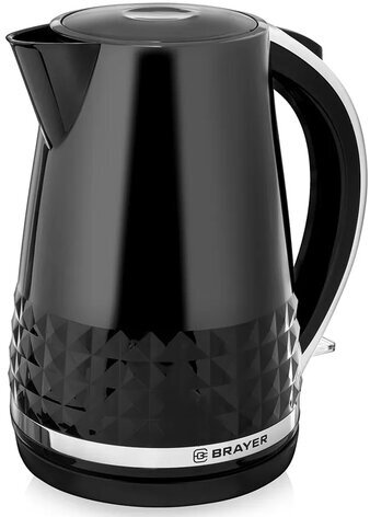 Чайник BRAYER BR1009, 1,7 л, 2200 Вт, закрытый нагревательный элемент, пластик, черный