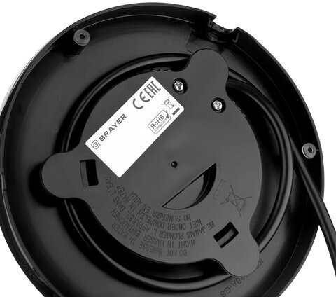 Чайник BRAYER BR1009, 1,7 л, 2200 Вт, закрытый нагревательный элемент, пластик, черный