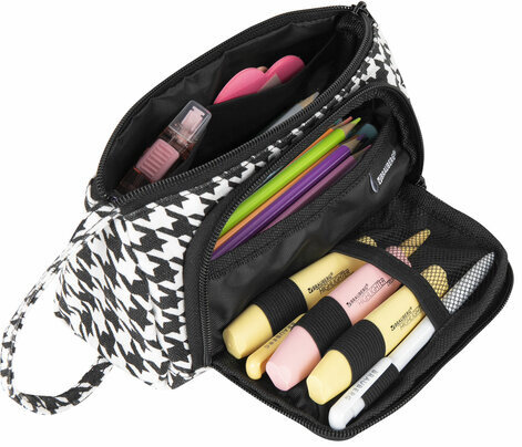 Пенал-косметичка BRAUBERG с ручкой, 1 откидная планка, полиэстер, 22x10х8 см, "Houndstooth", 271560