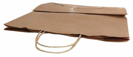 Крафт-пакет бумажный 22х12х25 см, крученые ручки, плотность 90 г/м2