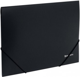 Папка на резинках BRAUBERG, стандарт, черная, до 300 листов, 0,5 мм, 221624