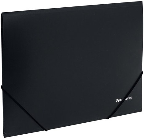 Папка на резинках BRAUBERG, стандарт, черная, до 300 листов, 0,5 мм, 221624