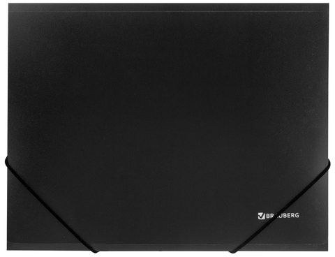 Папка на резинках BRAUBERG, стандарт, черная, до 300 листов, 0,5 мм, 221624