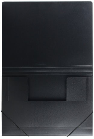 Папка на резинках BRAUBERG, стандарт, черная, до 300 листов, 0,5 мм, 221624