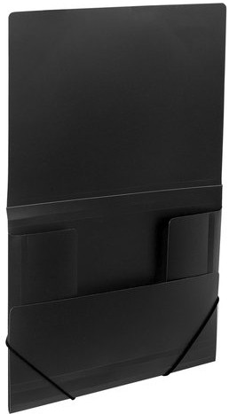 Папка на резинках BRAUBERG, стандарт, черная, до 300 листов, 0,5 мм, 221624