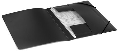 Папка на резинках BRAUBERG, стандарт, черная, до 300 листов, 0,5 мм, 221624