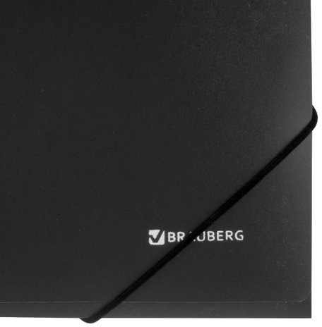 Папка на резинках BRAUBERG, стандарт, черная, до 300 листов, 0,5 мм, 221624