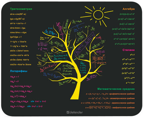 Коврик для мыши DEFENDER School, полипропилен на клейкой основе, 240x190x0,4 мм, 5 видов, 50305