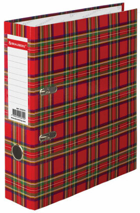 Папка-регистратор BRAUBERG, ламинированная, 75 мм, шотландка, 222074