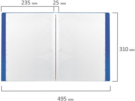 Папка 40 вкладышей BRAUBERG "Office", синяя, 0,6 мм, 222634