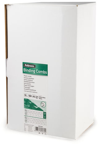 Пружины пластиковые для переплета, КОМПЛЕКТ 100 шт., 19 мм (для сшивания 121-150 л.), белые, FELLOWES, FS-53474