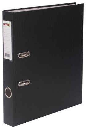 Папка-регистратор STAFF &quot;Manager&quot; с покрытием из ПВХ, 50 мм, без уголка, черная, 225186