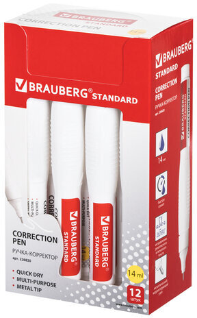 Ручка-корректор BRAUBERG, 14 мл, металлический наконечник, 226820