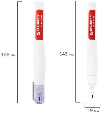 Ручка-корректор BRAUBERG, 14 мл, металлический наконечник, 226820