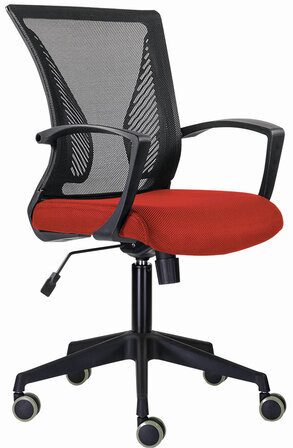 Кресло BRABIX "Wings MG-309", пластик черный, сетка, черное/красное, 532014