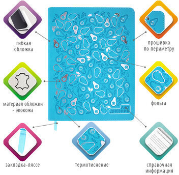 Дневник 1-11 класс 48 л., кожзам (гибкая), термотиснение, фольга, BRAUBERG, "Авокадо", 106167